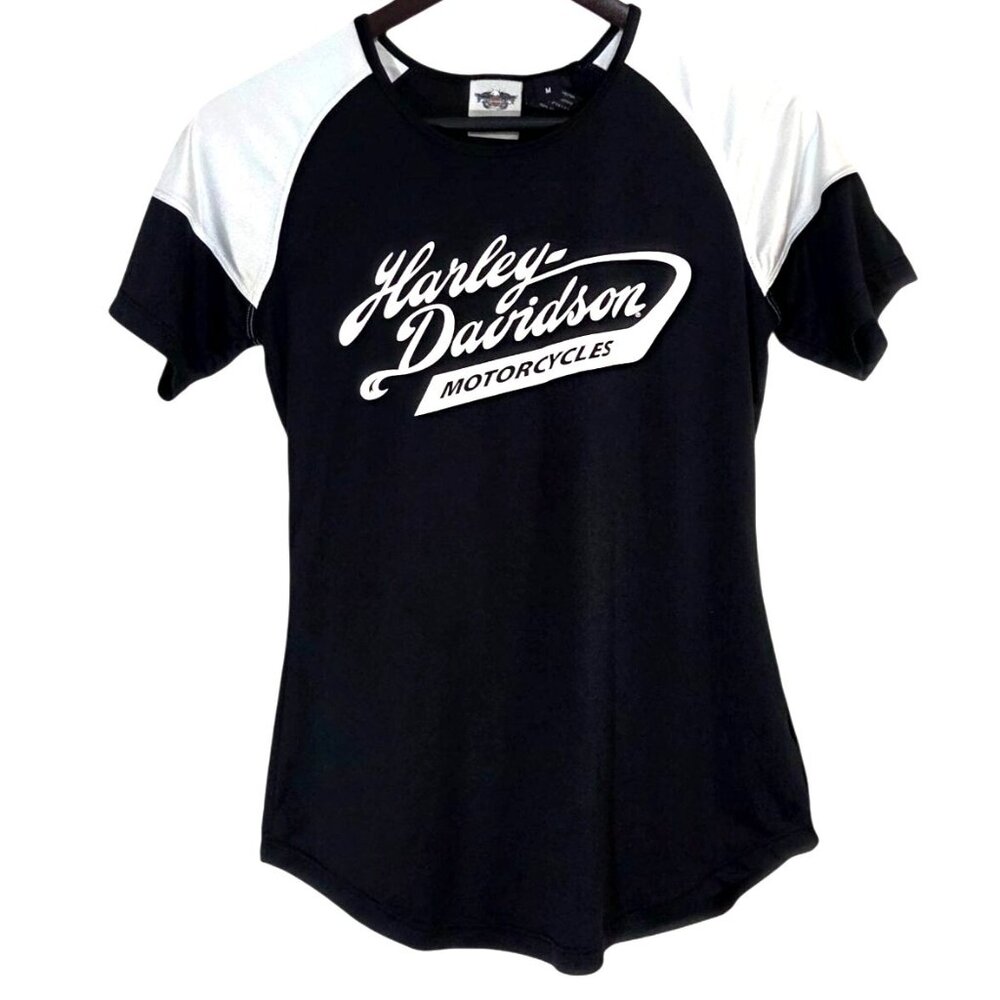 Harley-Davidson Womens M Black & White T-Shirt Genuine Motor Clothes